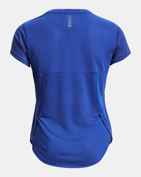 Women's UA Streaker Speed Camo Short Sleeve, Blue, pdpMainDesktop image number 5